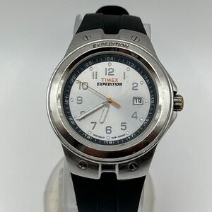 Timex Expedition Watch Mens 40.5mm Silver Dial Black Resin Strap Indiglo WR100M